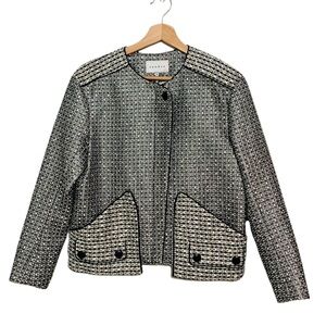 Sandro NWT Collarless Tweed Jacket Black Silver Metallic  Cropped Medium